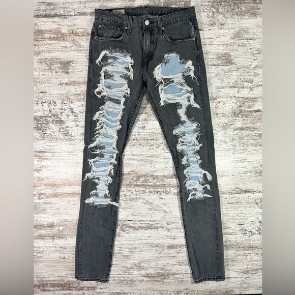 Men’s Levi’s Premium Lo-Ball distressed slim jeans gray size 31 35” inseam - Picture 1 of 10